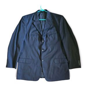 Cianni Cellini Black Wool Sport Coat 46L Mens Dress Suit Blazer Formal Career